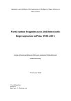 Party System Fragmentation and Democratic Representation in Peru, 1980-2011