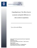 Expanding the pie: The effect of power asymmetry and gender differences on value creation in negotiations