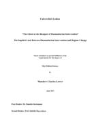 “The Ghost at the Banquet of Humanitarian Intervention” The Implicit Link Between Humanitarian Intervention and Regime Change