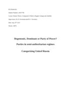 Hegemonic, Dominant or Party of Power? Parties in Semi-authoritarian Regimes, Classifying United Russia
