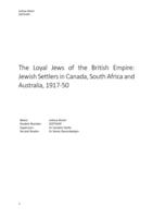 The Loyal Jews of the British Empire: Jewish Settlers in Canada, South Africa and Australia, 1917-50