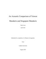 An Acoustic Comparison of Taiwan Mandarin and Singapore Mandarin