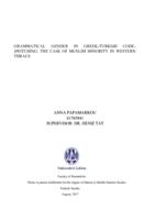 Grammatical gender in Greek-Turkish CS: The case of Muslim minority in Western Thrace