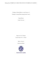 Workplace Climate Influences on the Prospects of Workplace Learning Within Organizational Contexts