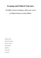 Framing and Political Tolerance. The effects of Issue Framing on Adolescents's Levels of Political Tolerance towards Wilders