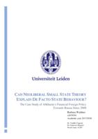 Can neoliberal small state theory explain de facto state behaviour?: The case study of Abkhazia's financial foreign policy towards Russia since 2008