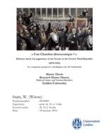 "Une Chambre démocratique?" Debates about the legitimacy of the Senate in the French Third Republic (1870-1914) In a comparative perspective with Belgium and The Netherlands