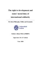 The right to development and states’ moral duty of international solidarity