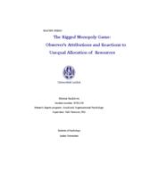 The rigged monopoly game: Observer's attributions and reactions to unequal allocation of resources