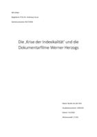 Die 'Krise der Indexikalität' und die Dokumentarfilme Werner Herzogs