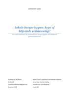 Lokale burgertoppen: Hype of blijvende vernieuwing? Een onderzoek naar de motieven voor burgertoppen van Brabantse gemeentebesturen