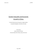 Gender Inequality and Economic Growth in China