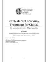 2016 Market Economy Treatment for China? An assessment from a EU perspective