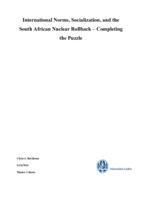 International Norms, Socialization, and the South African Nuclear Rollback – Completing the Puzzle