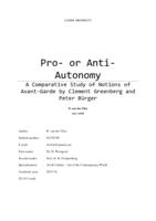 Pro- or Anti-Autonomy: A Comparative Study of Notions of Avant-Garde by Clement Greenberg and Peter Bürger