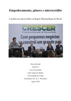 Empoderamento, gênero e microcrédito: a política de microcrédito na Região Metropolitana do Recife