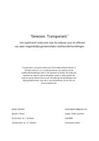 'Gewoon. Transparant': Een exploratief onderzoek naar de redenen voor en effecten van open toegankelijke gemeentelijke coalitieonderhandelingen
