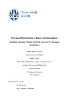 Firm-Level Determinants of Access to Policymakers: Individual Corporate Political Activity & Access to The European Commission
