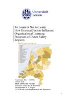 To Learn or Not to Learn: How External Factors Influence Organizational Learning Processes of Dutch Safety Regions