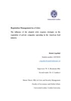 Reputation Management in a Crisis: The influence of the adopted crisis response strategies on the reputation of private companies operating in the American food industry