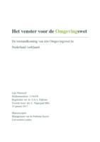 Het venster voor de Omgevingswet. De totstandkoming van één Omgevingswet in Nederland verklaard