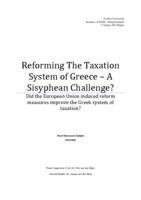 Reforming The Taxation System of Greece – A Sisyphean Challenge?