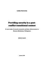 Providing security in a postconflict transitional context. A case study of security networks and their effectiveness in Western Mindanao, Philippines