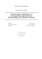 Democratic legitimacy in metropolitan governance: Researching the Dutch context