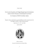 Do Income Equality and Wage Bargaining Centralization reduce Dutch Disease in Developed Countries? An Analysis of OECD member states