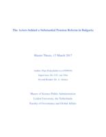 The Actors behind a Substantial Pension Reform in Bulgaria