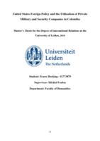 United States Foreign Policy and the Utilisation of Private Military and Security Companies in Colombia