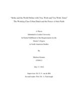 "Strike and the World Strikes With You, Work and You Work Alone," The Working-Class Urban Dutch and the Forces of thier Faith