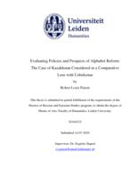 Evaluating Policies and Prospects of Alphabet Reform: The Case of Kazakhstan Considered in a Comparative Lens with Uzbekistan