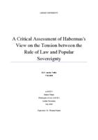 A Critical Assessment of Habermas's View on the Tension between the Rule of Law and Popular Sovereignty