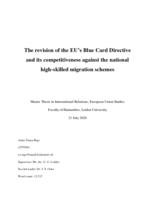 The revision of the EU’s Blue Card Directive and its competitiveness against the national high-skilled migration schemes