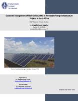 Corporate Management of Host Communities in Renewable Energy Infrastructure Projects in South Africa