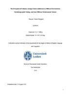 The Perception of Profanity Amongst Dutch Adolescents in Different Environments, Sociodemographic Settings, and from Different Socioeconomic Statuses