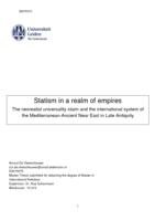 Statism in a realm of empires: The neorealist universality claim and the international system of the Mediterranean - Ancient Near East in Late Antiquity