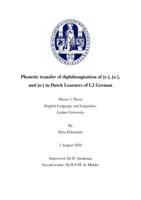 Phonetic transfer of diphthongisation of [eː], [oː], and [øː] in Dutch Learners of L2 German