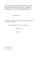 The Third Yellow Card against the Revision of the Posted Workers Directive: A Legal or a Political Interpretation of the Early Warning Mechanism?