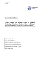 Syrian Women with Refugee Status in Lebanon: Combatting Structural Exclusion by Mediating a Space through Civil Society as a Form of Politics