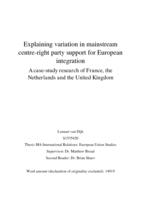 Explaining Variation in Mainstream Centre-Right Party Support for European Integration