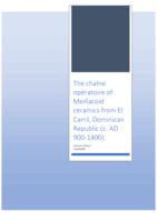 The chaîne opératoire of Meillacoid ceramics from El Carril, Dominican Republic (c. AD 900-1400)