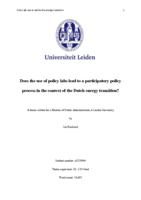 Does the use of policy labs lead to a participatory policy process in the context of the Dutch energy transition?