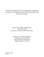 The role of expertise in the US foreign policy change and continuity: A comparative study of the Iran nuclear crisis and climate change