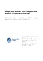 Female prime ministers in the European Union, a definite change or a contingency?