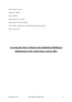 Assessing the State of Democratic Institution Building in Afghanistan by the United States and its allies