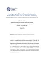 Investigating the Effect of Forward Guidance by the European Central Bank on consumer uncertainty