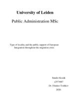 Type of locality and the public support of European Integration throughout the migration crisis
