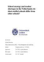 School strategy and teacher shortages in the Netherlands; do short-staffed schools differ from other schools?